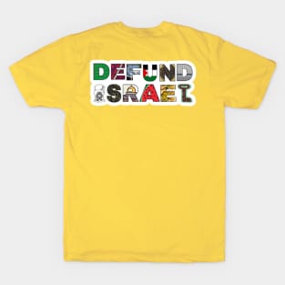 Defund Israel - Palestine Symbols - White Sticker - Back T-Shirt